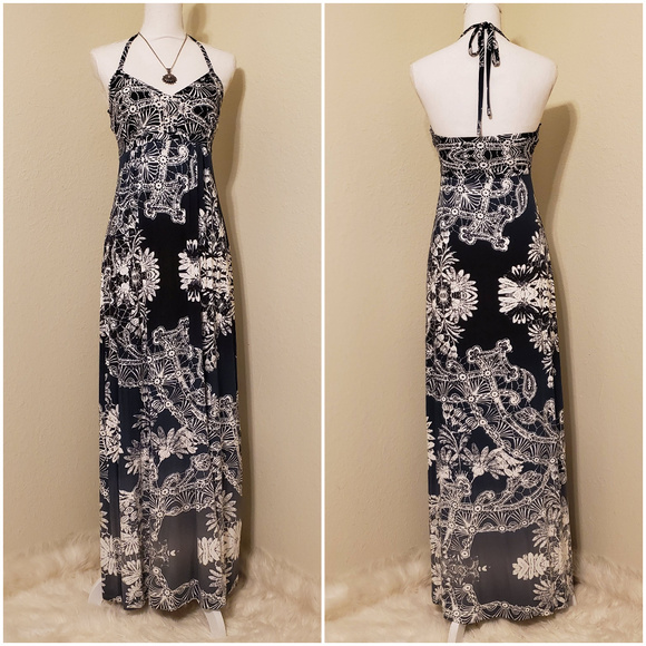 Express Dresses & Skirts - Express Halter Maxi Ombre Black to Gray Dress NWT